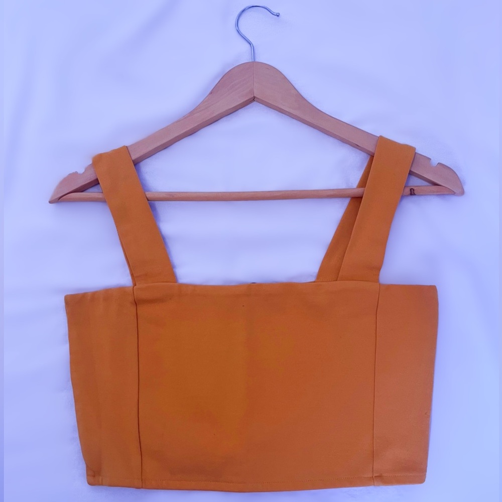 Yellow square neck Zara shirt
